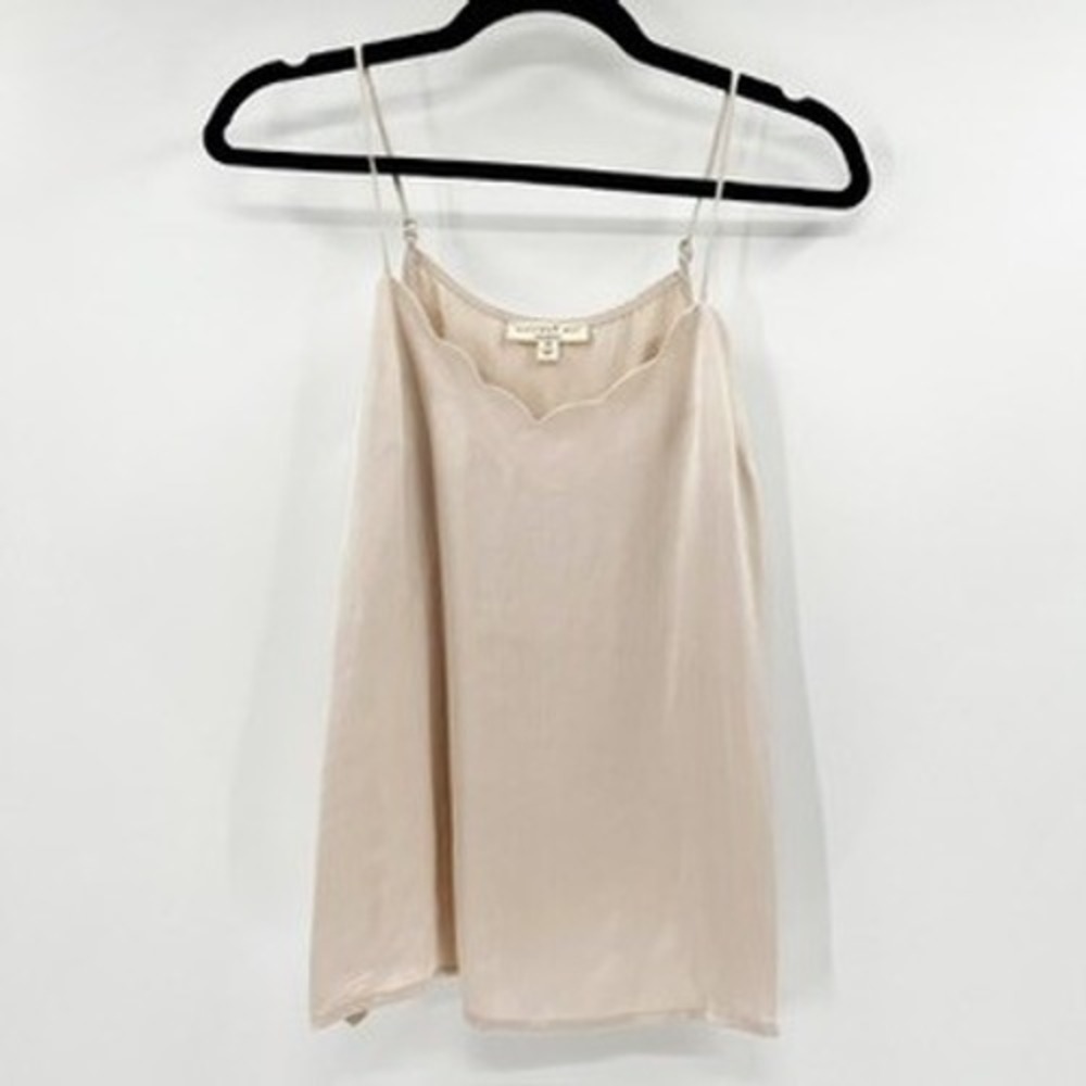 Current Air Los Angeles Scalloped Camisole Top Beige Satin Feel XS‎
